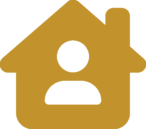 house icon with user inside - elder care